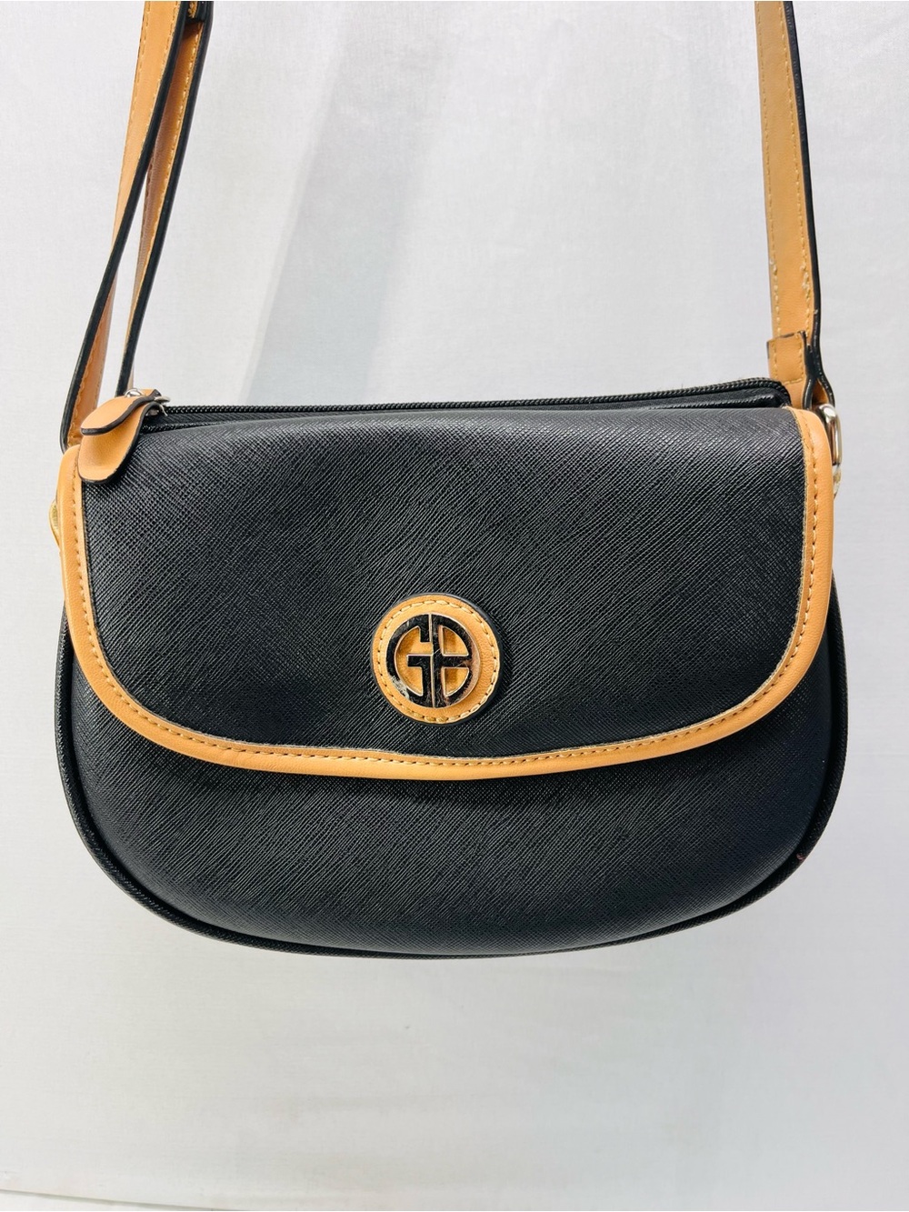 Giani Bernini Black Crossbody with Tan Trim